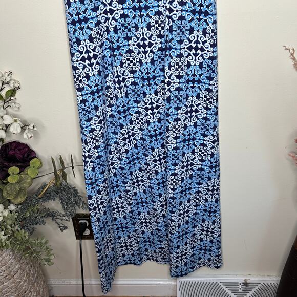 J. MCLAUGHLIN Catalina Cloth Brandisi Blue Ornate Scroll Maxi Dress Sz S {3R45} - Picture 6 of 8